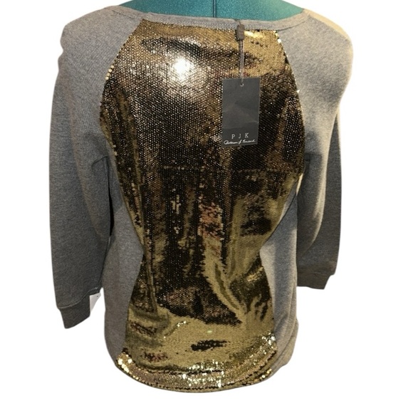 83- NWT PJK Libra Sequin Top, P:18.5”, L:26”, Gold/Gray, RT $278 - Picture 4 of 6